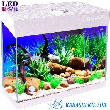 Аквариум Белый с Крышкой A-18 LED RWB