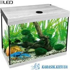 Аквариум A-35 с Крышкой LED Прямой 40*25*39 Дуб Серый