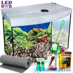 Аквариумный Набор LED RWB Овал - Дуб  Серый 50 л.60*30*34
