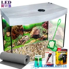 Аквариумный Набор LED RWB Овал - Дуб  Серый 80л.60*30*49