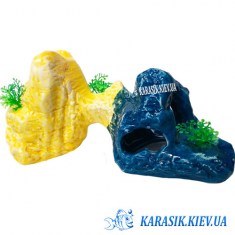 Купить скалу для аквариума Желто Синяя