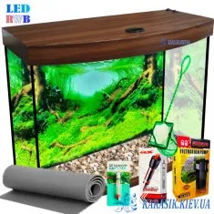 Аквариумный Набор LED RWB Овал - Орех 70 л.60*30*44